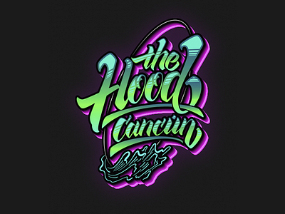 The Hood Cancún beach design lettering positive surf