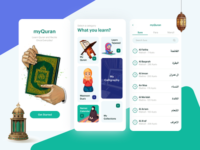 Quran Mobile APP clean design islamic minimal mobile app mobile app design mobile ui modren quran ui uiux