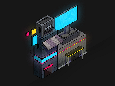 Isometric Cyberpunk illustration