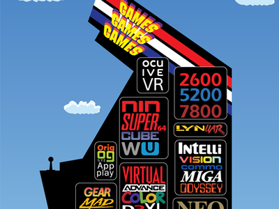 Games! Games! Games! adobe illustrator arcade design digital illustration game consoles logo design nostalgia retro typography vector vector artwork video games