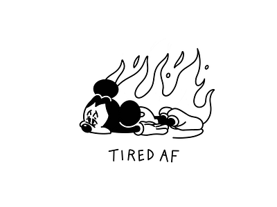 Tired AF black and white depression ignorant mickey mouse tattoo