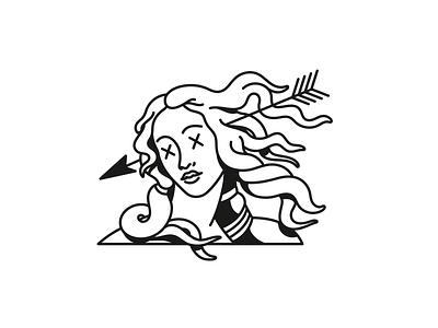 Aphrodite Minimalism Line Art - Dark Academia Inspired Sticker by iliketeas