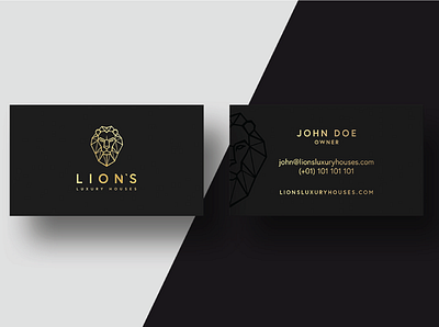 Business cards Lion's Luxury Houses branding business cards gold linear logo luxury luxury branding luxury design luxury logo prestige simple