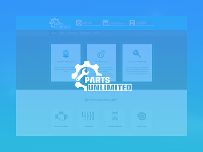 Partsunlimited.lv - Informative page layout blue clean flat gear icons modern simple ui ux vector web web design