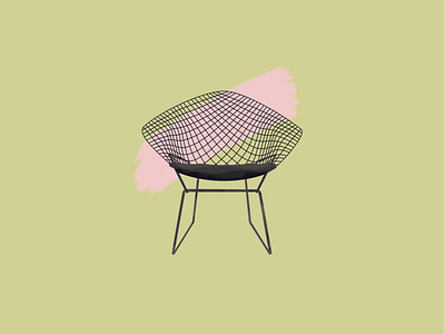 Harry Bertoia—Diamond Chair 30daychallenge brushes chair diamond furniture design gouache illustration midcentury midcentury modern midcenturymodern