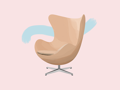 Arne Jacobsen—Egg Chair 30daychallenge brushes chair danish denmark design egg egg chair furniture design gouache illustration midcentury midcentury modern midcenturymodern
