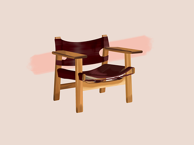 Børge Mogensen—Spanish Chair 30daychallenge brushes børge chair danish denmark design furniture design gouache illustration midcentury midcentury modern midcenturymodern mogensen spanish spanish chair