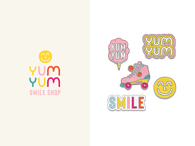 Yum Yum Pins badge badge design branding design enamel pin identity logo packaging product branding product design typography