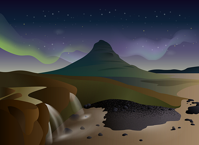 Iceland 36daysoftype gradients iceland illustration northern lights vector