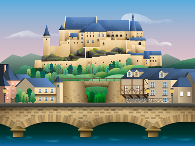 Luxembourg 36daysoftype illustration landmarks luxembourg vector vianden castle