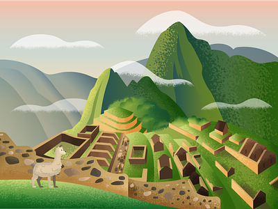 Machu Picchu 36daysoftype alpacas illustration machu picchu peru vector world of wonder