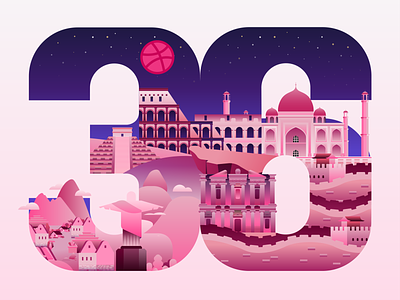 36 days of type Dribbble 36daysoftype chichen itza christ the redeemer colosseum design dribbble grabient great wall hellow illustration machu picchu petra seven wonders of the world tajmahal vector