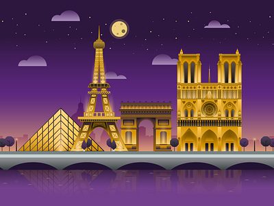 France 36daysoftype arc de triomphe eiffel tower france illustration louvre museum notre dame paris travel vector