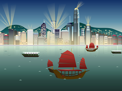 Hong kong 36daysoftype hong kong hongkong illustration vector victoria harbour