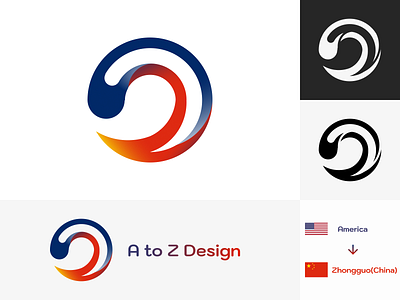 A to Z Design design flat icon logo