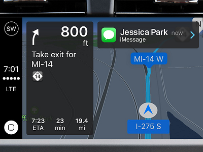 CarPlay Notifications while Navigating apple apple maps carplay cars driving gps imessage ios notifications