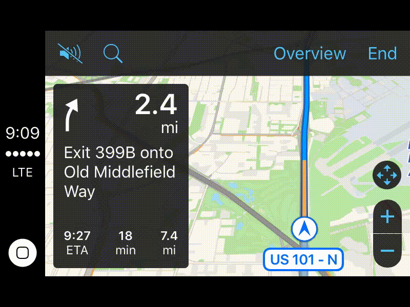 Apple Maps - CarPlay with Lane Guidance apple maps automobile car carplay directions google maps ios lane guidance maps navigation turn by turn