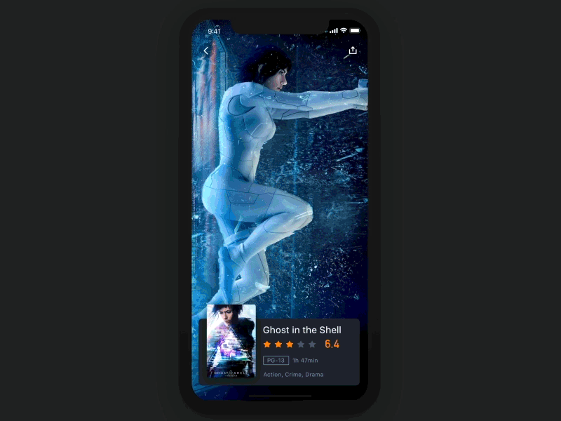 Movie app cinema dark film gif iphonex motion movie ui