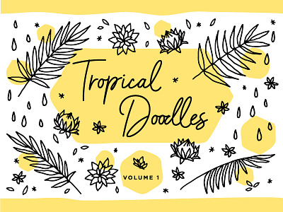 Tropical Doodles vol 1 botanical creative market floral illustration line drawing tropical vector