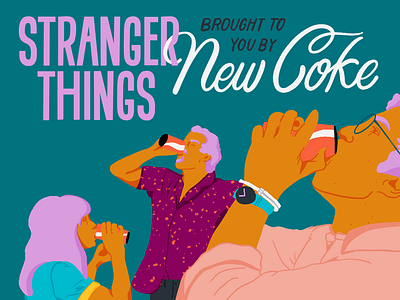 Stranger Things x New Coke bold color bold design coca cola coke color palette design illustration netflix new coke procreate raster recolor screengrab strangerthings strangerthings3