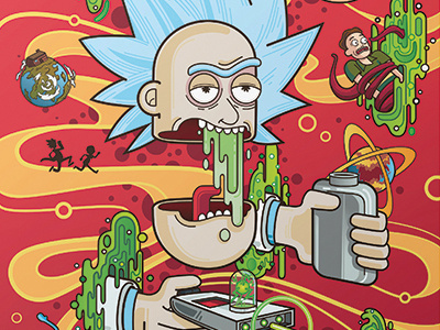 Fear And Loathing In Outer Space adult swim cartoon network digital prints get schwifty illustration morty smith multiverse portal gun rick and morty rick sanchez vector wubba lubba dub dub