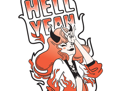 Hell Yeah demon demon girl fire halloween illustration inktober monstress notcool redhead vector zombabes