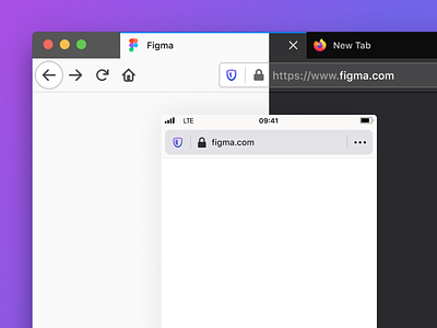 Firefox Browser UI Kit for Figma browser dark desktop figma firefox free freebie light mobile mockup mozilla presentation ui kit