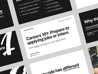 Careers 101: Prepare to applying jobs or intern Slide Design careers design figma flat freebie minimal presentation design slide deck slide design