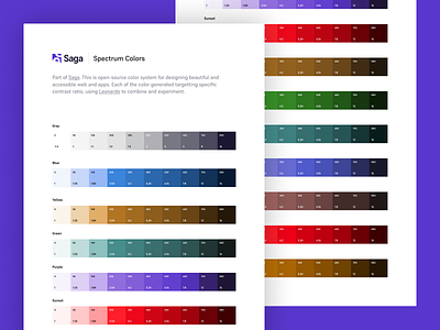 Saga Spectrum Colors a11y apps colors design system flat pallete purple spectrum styleguide ui web