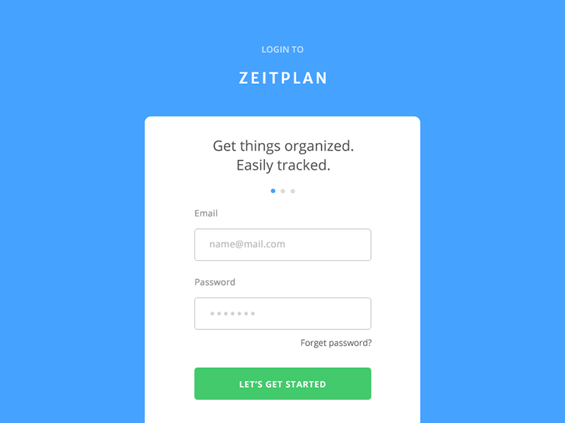 Zeitplan Login application desktop flat interaction web design