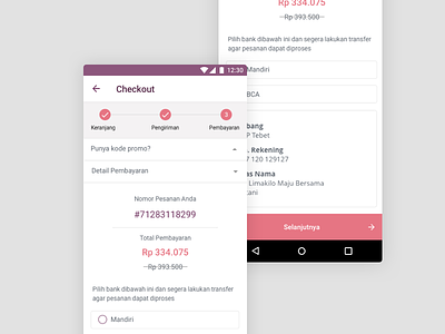Limakilo Android Checkout Process android checkout ecommerce flat material material design minimal shopping startup stepper summary