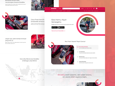 BukaBike Landing Page Exploration app bike bike sharing concept flat landing page minimal web design website