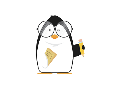 Penguin character illustration illustration art pen penguin smart vector