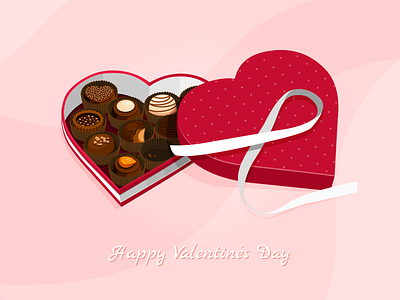 Happy Valentien's Day box challenge chocolate date design flat gift gift box happy heart illustraion inspiration love modern red sketch truffles valentine vector