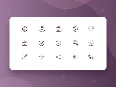 Icons calendar clock design essentials flat home icons illustration inspiration like location mail modern purple share sketch time ui vector web