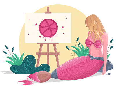 Made For Design brush design drawing dribbble illustration inspiration mermaid paint paintbrush person pink pinting plant plants sketch ui vector web web design woman