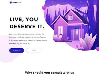 Web design animation flat house illustration light modern modern design purple real estate sketch tree ui ux vector web web design website