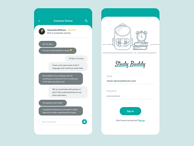 Study buddy app buddy chat design flat green illustration inspiration mobile outlines sketch students study ui ux vector