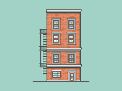 NYC Building apartment bricks brown building design illustration inspiration ipad nyc procreate red ui windows