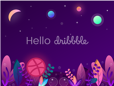Hello Dribbble colorful debut design firstshoot illustration underwater