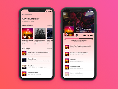 Music App Drib app apple gradient ios music pink player simple