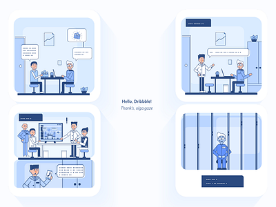 Hello Dribbble! blue flat hello illustration line simple white