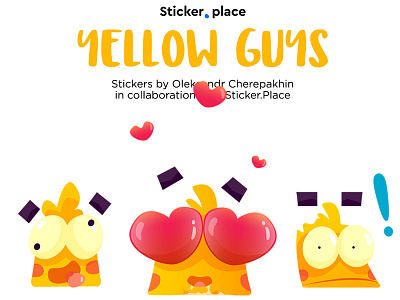 stickers "YELLOW GUYS" charachter flat illustration photshop simple sticker design sticker.place yellow