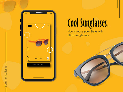 Sunglasses Ui ad branding mobile app ui vector