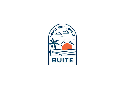 Buite Outdoor beach brand branding design flat illustration logo logodesign nature outdoor outdoor logo outline palm sea sky sun