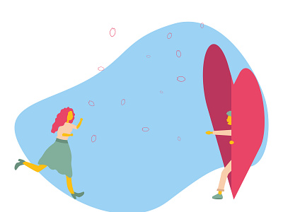 Hello Dribbble character debut first shot flat hello illustration love romance story