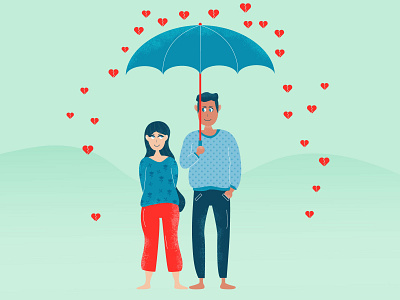 Unbreakable love art character character design color design flat illustration illustrator love rain umbrella vector