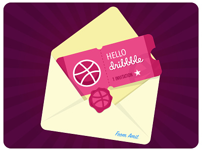 Hello Dribbble envelope hello dribbble invitation letter seal ticket