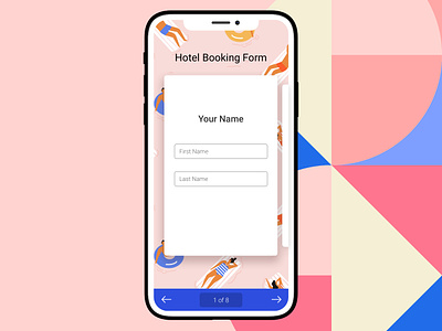 Mobile Card Form card colorful design flat colors form builder hotel booking iphone iphone xs mobile online form pink swipe ui ux web