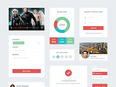 Freebie PSD: Flat UI Kit design email icon in kit like player profile settings sign ui weather